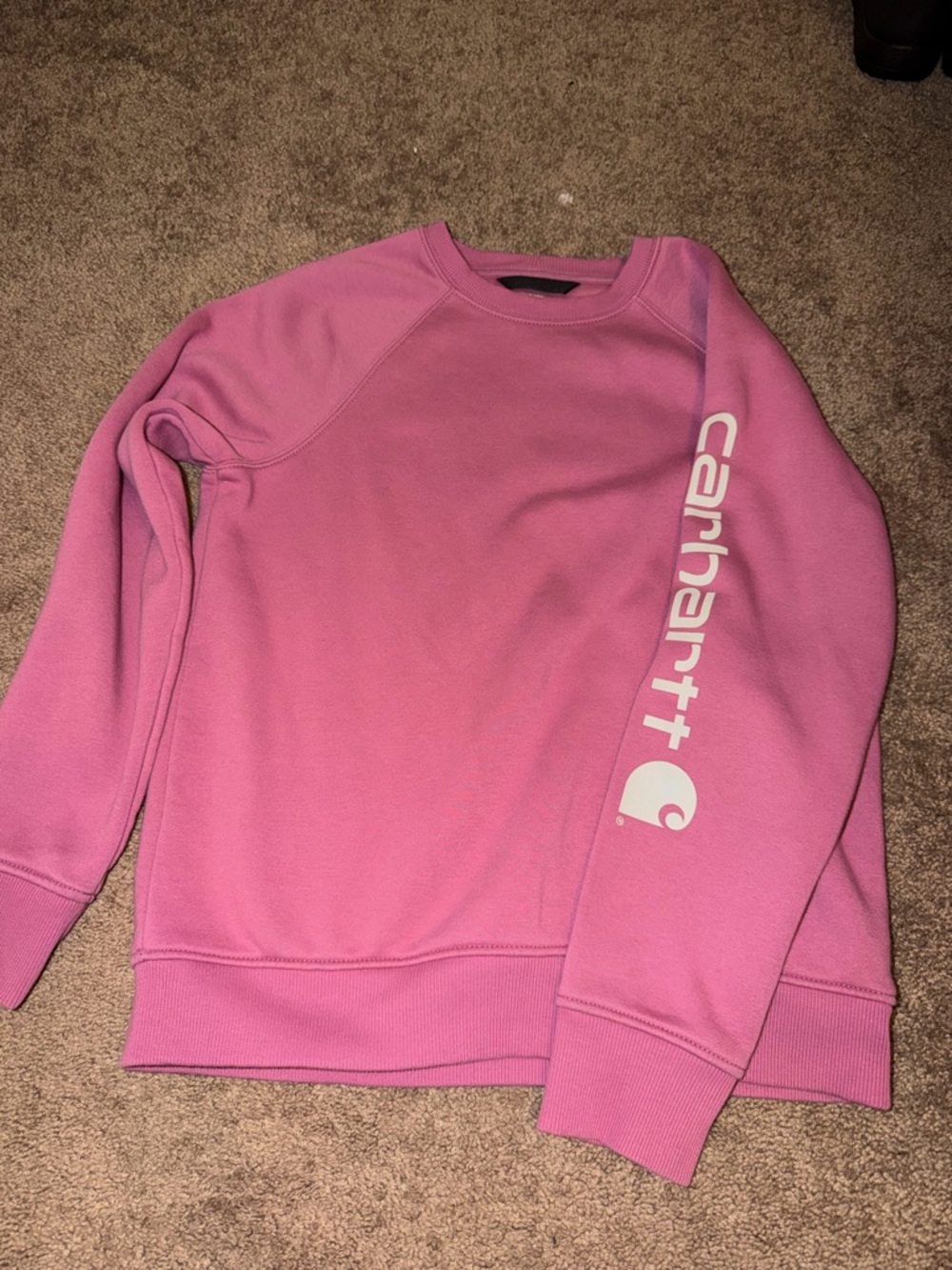 Carhartt Pink Crewneck Sweatshirt with Sleeve Logo - Men's